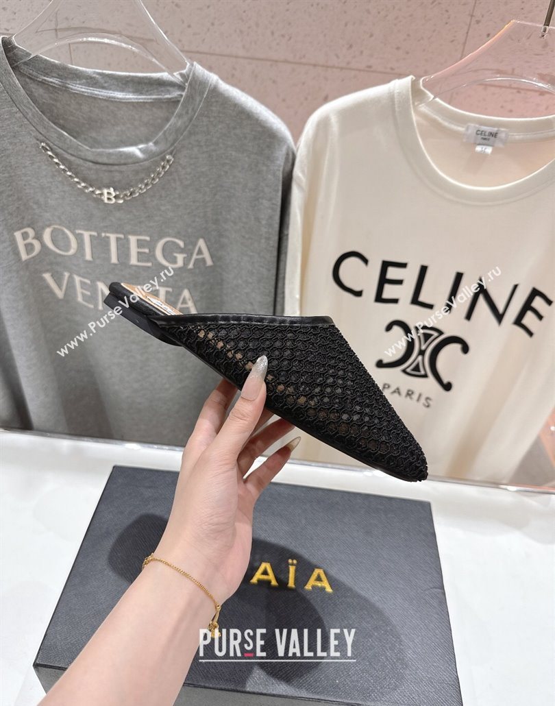 Alaia Flat Mesh Mules Black 2025 AL060610 (MD-250606062)