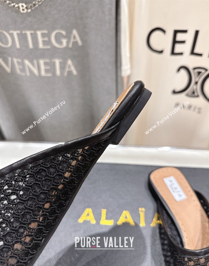 Alaia Flat Mesh Mules Black 2025 AL060610 (MD-250606062)