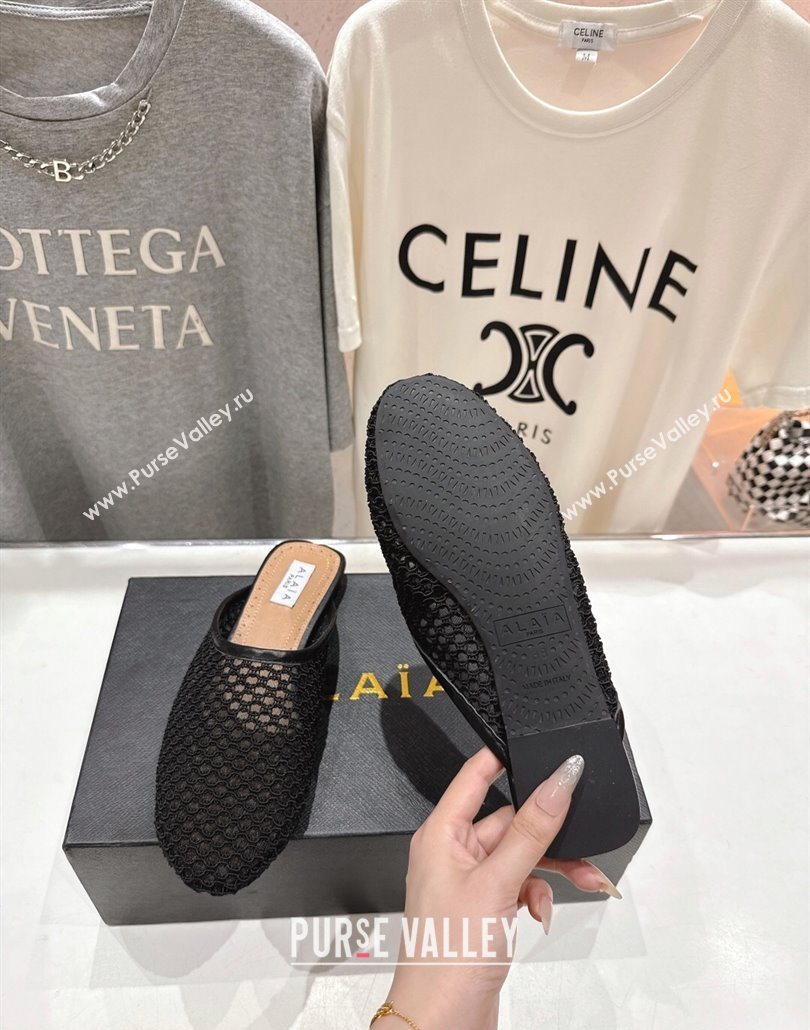 Alaia Flat Mesh Mules Black 2025 AL060610 (MD-250606062)