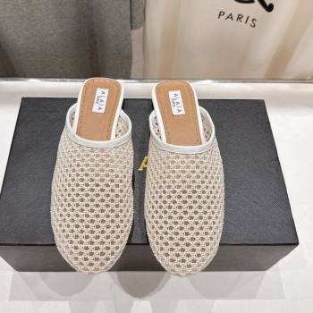 Alaia Flat Mesh Mules White 2025 AL060610 (MD-250606063)