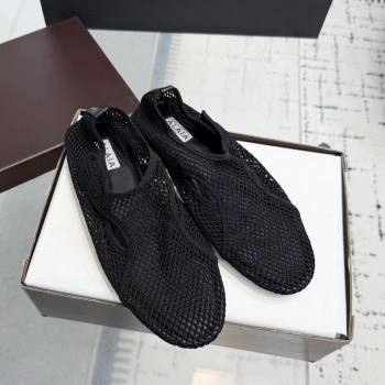 Alaia Flat Slippers in Fishnet Black 2025 AL060601 (KER-250606014)