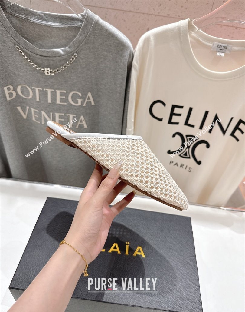 Alaia Flat Mesh Mules White 2025 AL060610 (MD-250606063)