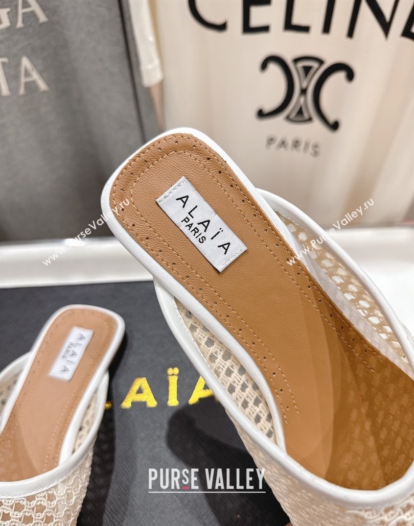 Alaia Flat Mesh Mules White 2025 AL060610 (MD-250606063)