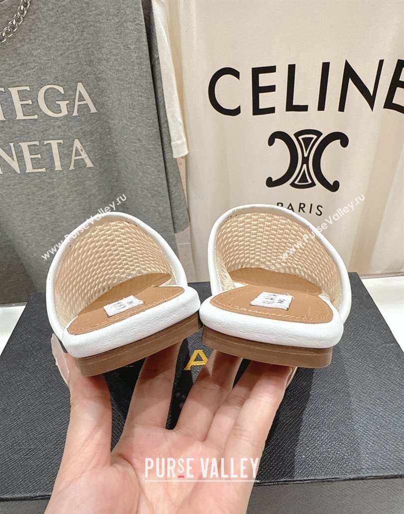 Alaia Flat Mesh Mules White 2025 AL060610 (MD-250606063)