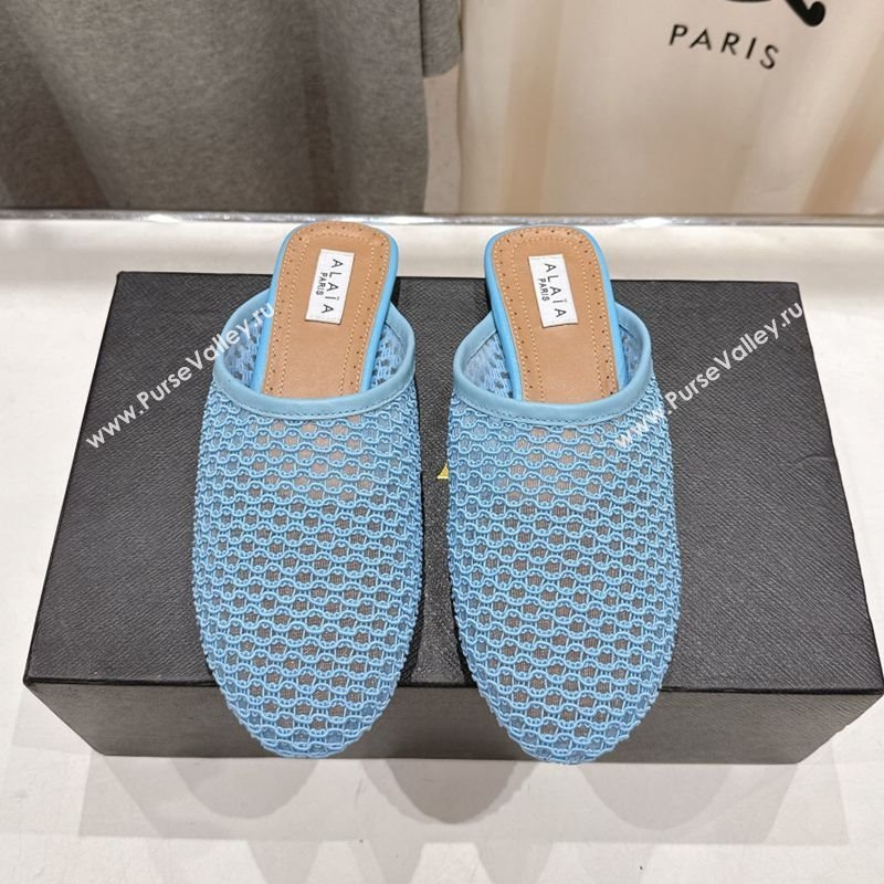 Alaia Flat Mesh Mules Blue 2025 AL060610 (MD-250606064)