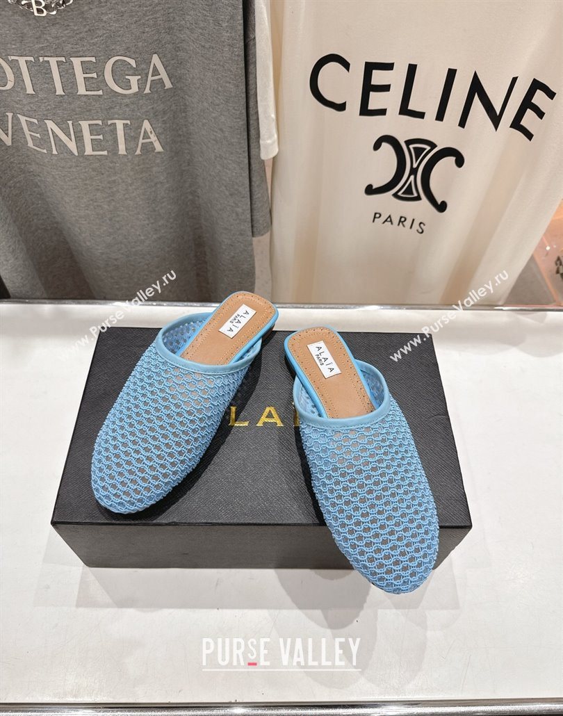 Alaia Flat Mesh Mules Blue 2025 AL060610 (MD-250606064)