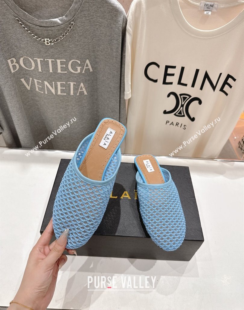 Alaia Flat Mesh Mules Blue 2025 AL060610 (MD-250606064)