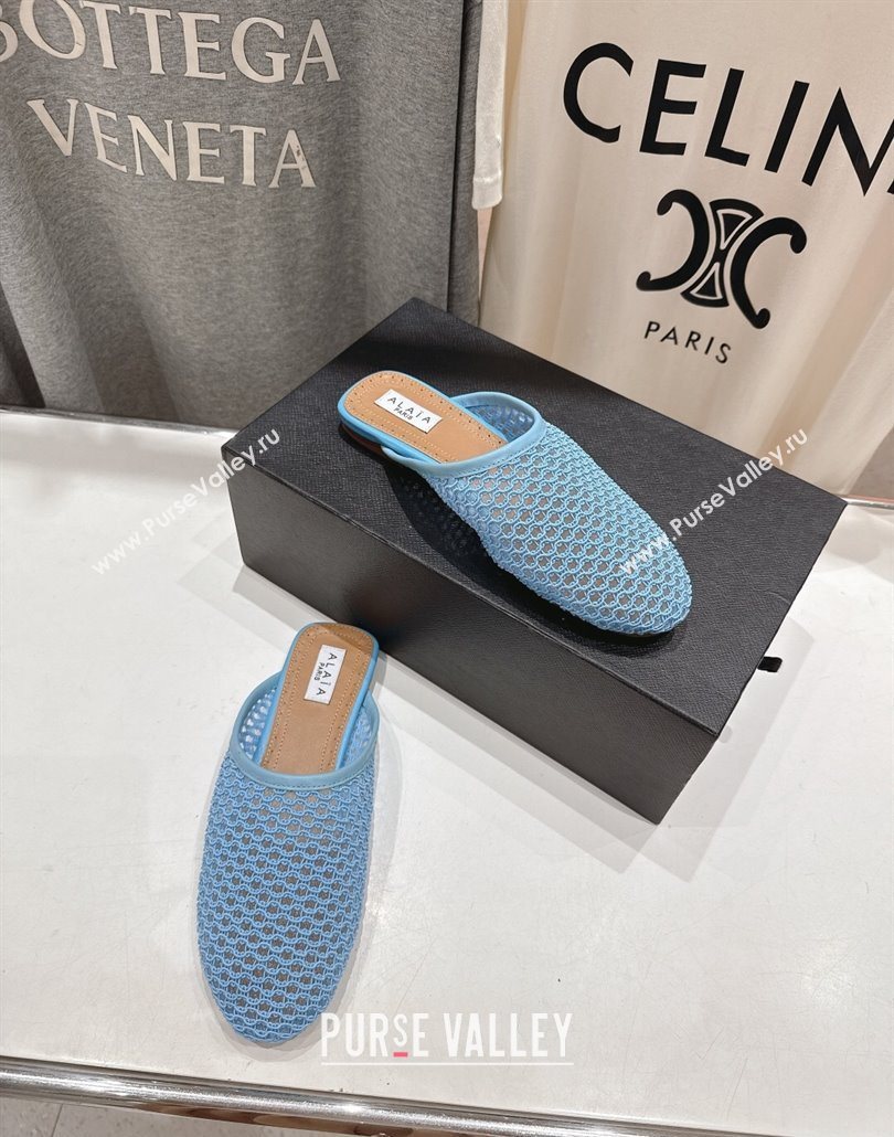 Alaia Flat Mesh Mules Blue 2025 AL060610 (MD-250606064)
