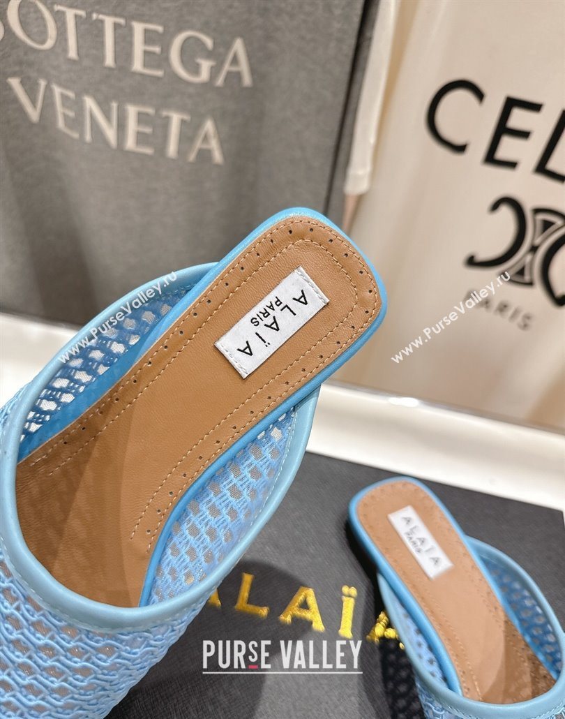 Alaia Flat Mesh Mules Blue 2025 AL060610 (MD-250606064)