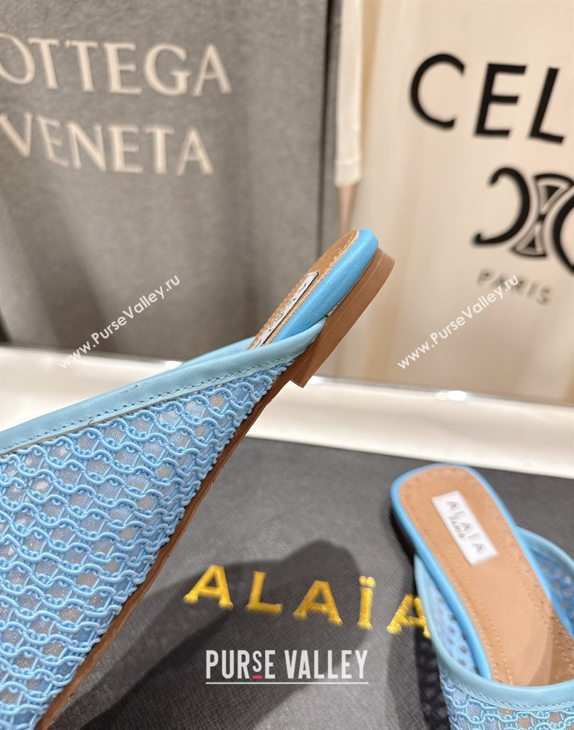 Alaia Flat Mesh Mules Blue 2025 AL060610 (MD-250606064)