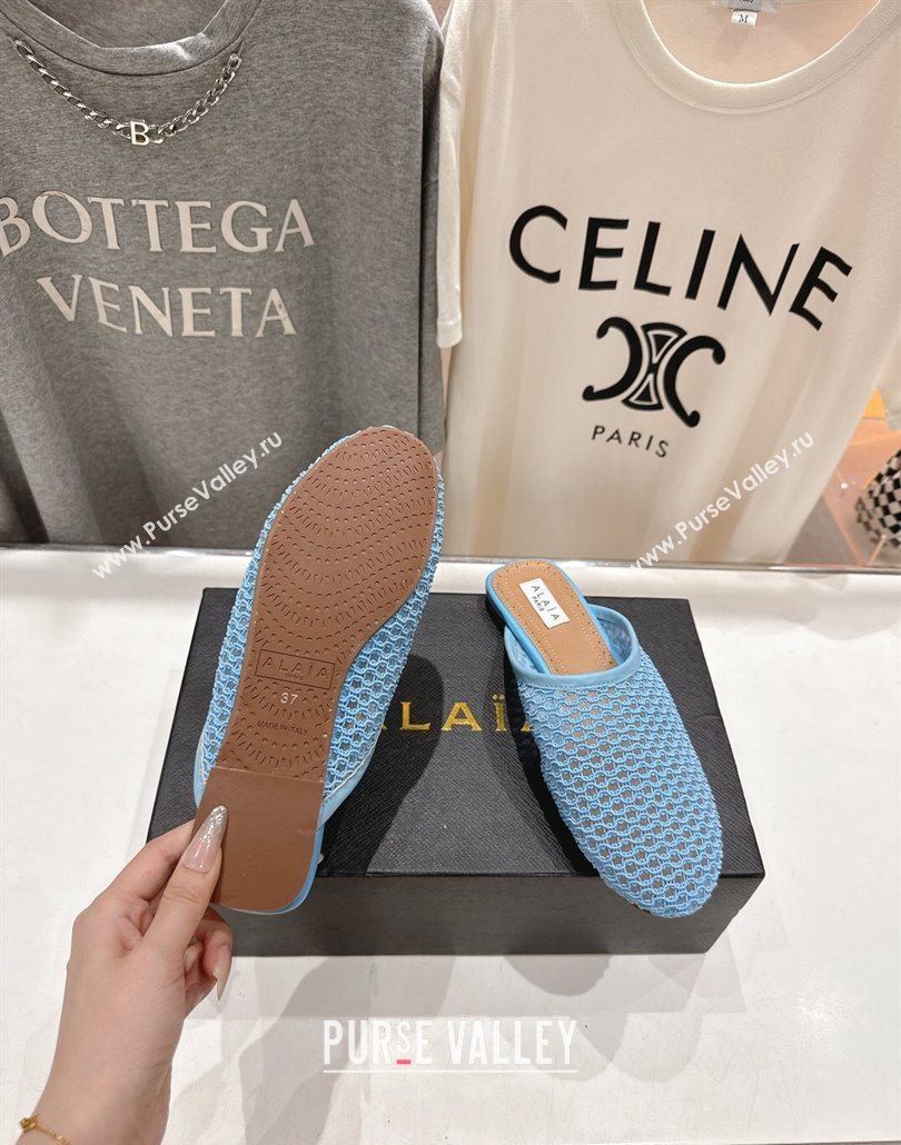 Alaia Flat Mesh Mules Blue 2025 AL060610 (MD-250606064)