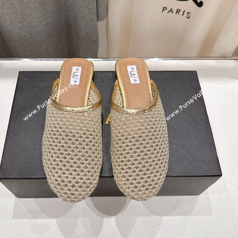 Alaia Flat Mesh Mules Gold 2025 AL060610 (MD-250606065)
