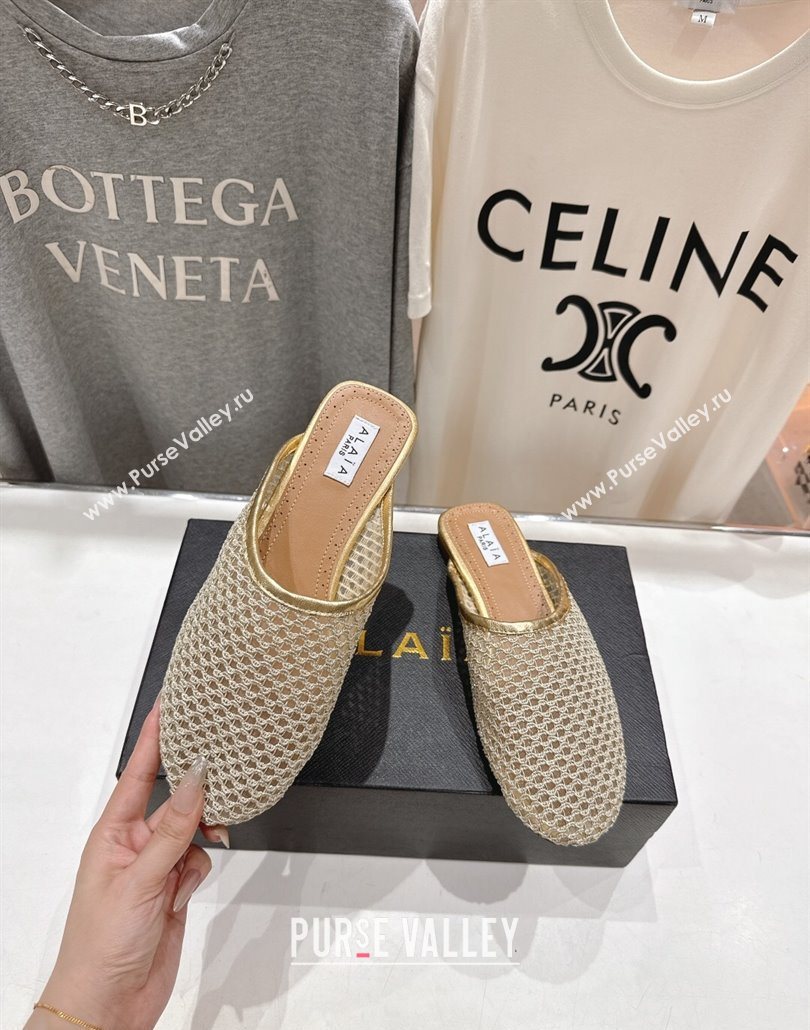 Alaia Flat Mesh Mules Gold 2025 AL060610 (MD-250606065)