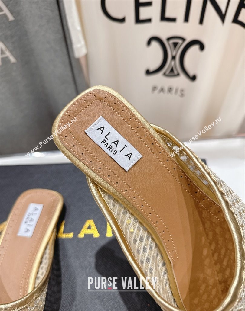 Alaia Flat Mesh Mules Gold 2025 AL060610 (MD-250606065)