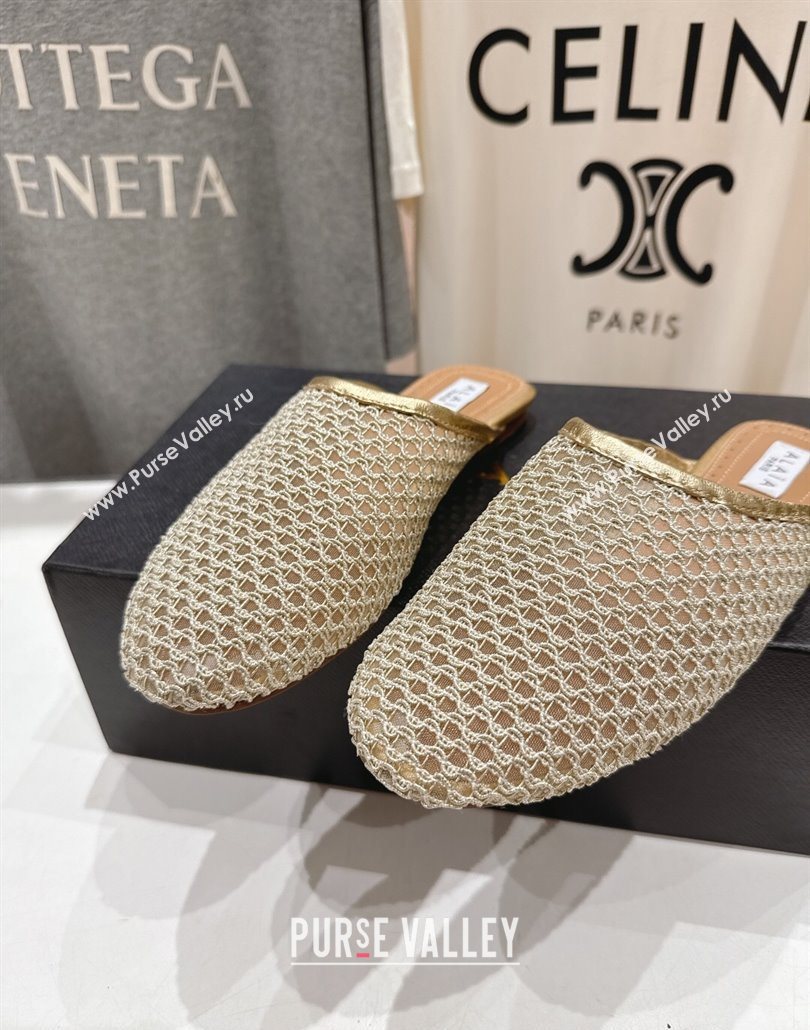 Alaia Flat Mesh Mules Gold 2025 AL060610 (MD-250606065)