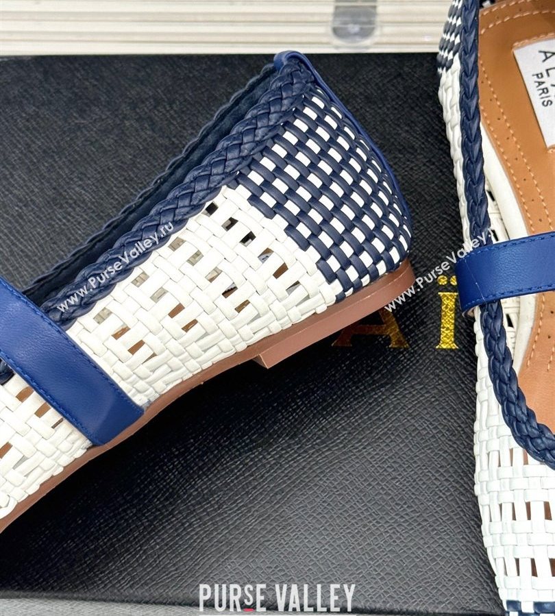 Alaia Ballet Flats in Woven Leather White/Blue 2025 AL070902 (syt-250709021)