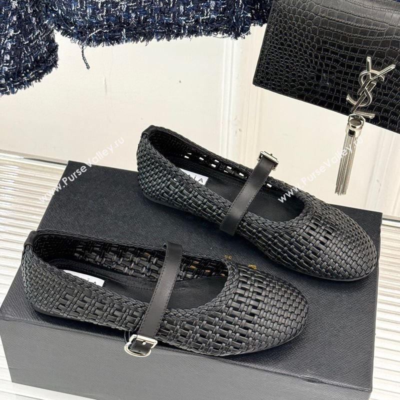 Alaia Ballet Flats in Woven Leather Black2 2025 AL070902 (syt-250709029)