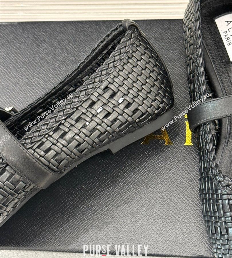 Alaia Ballet Flats in Woven Leather Black2 2025 AL070902 (syt-250709029)