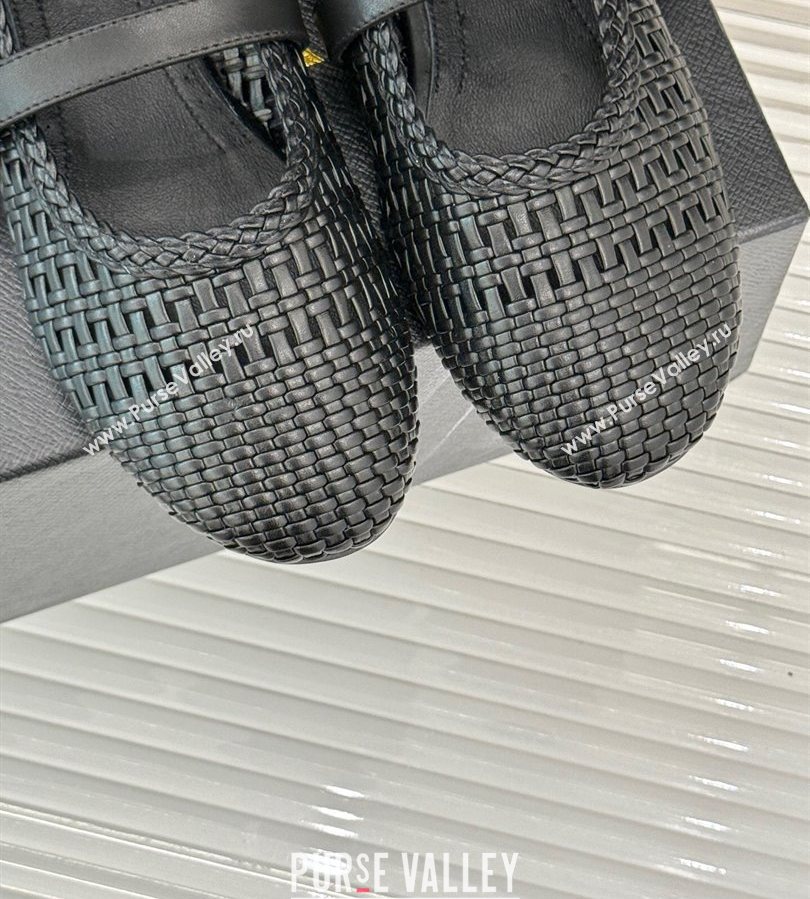 Alaia Ballet Flats in Woven Leather Black2 2025 AL070902 (syt-250709029)