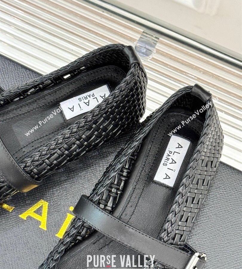 Alaia Ballet Flats in Woven Leather Black2 2025 AL070902 (syt-250709029)