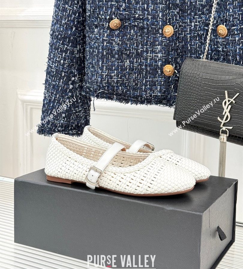 Alaia Ballet Flats in Woven Leather White2 2025 AL070902 (syt-250709031)
