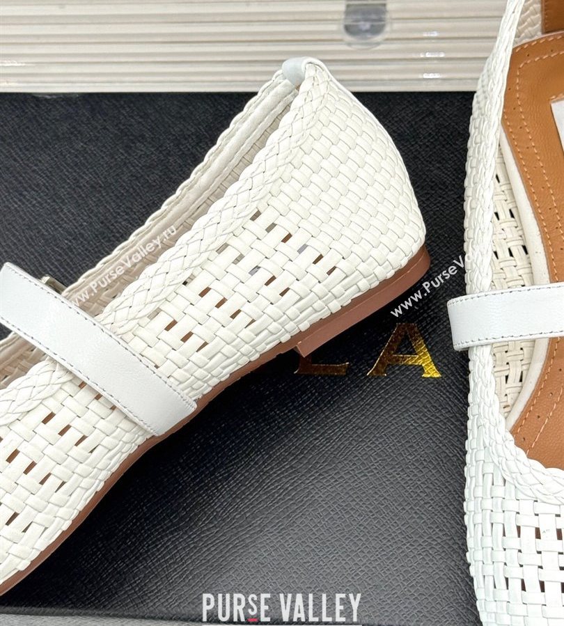 Alaia Ballet Flats in Woven Leather White2 2025 AL070902 (syt-250709031)