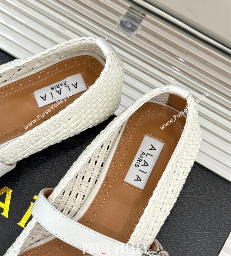 Alaia Ballet Flats in Woven Leather White2 2025 AL070902 (syt-250709031)