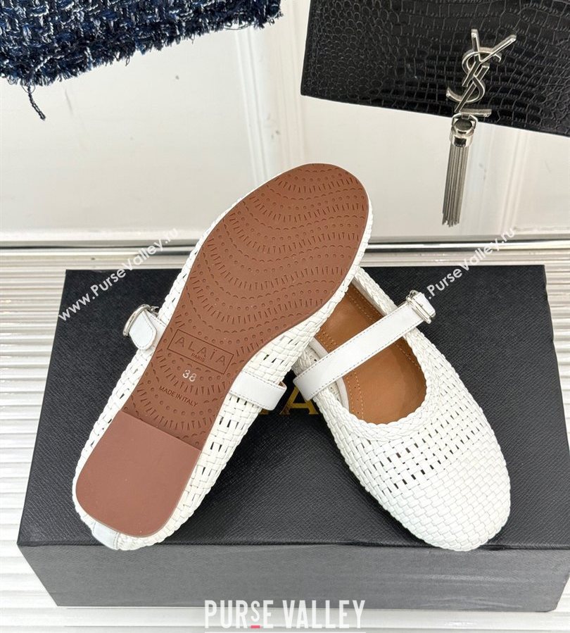 Alaia Ballet Flats in Woven Leather White2 2025 AL070902 (syt-250709031)