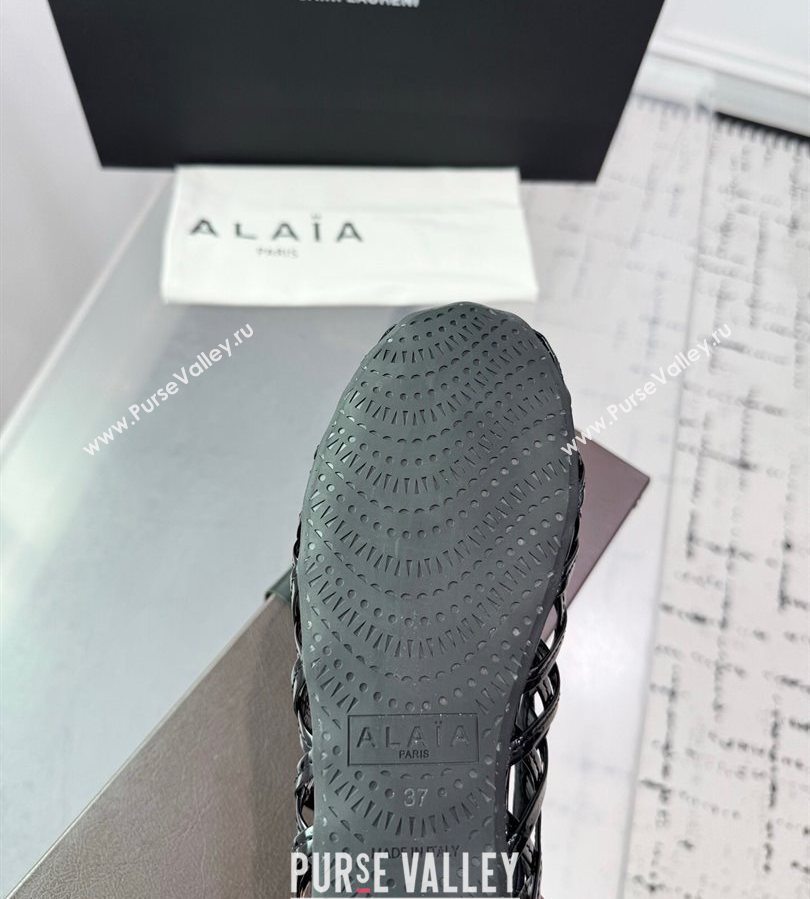 Alaia Cage Ballet Flats in Patent Calfskin Black 2025 AL070901 (KER-250709008)