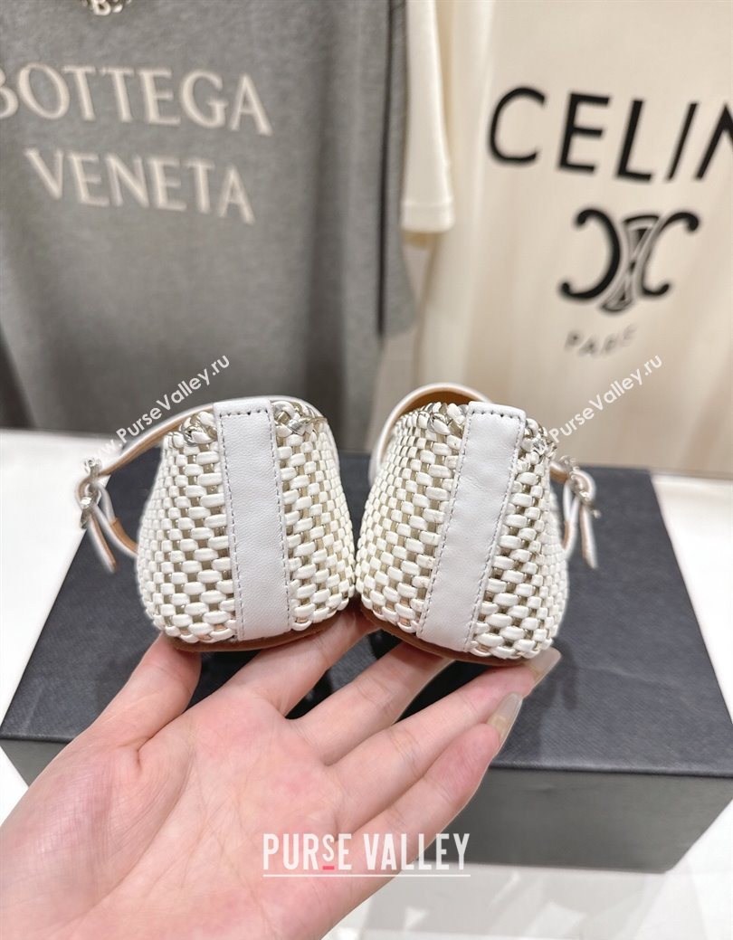 Alaia Woven Ballet Flats White/Light Gold 2025 AL070902 (syt-250827086)