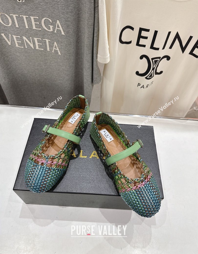 Alaia Woven Ballet Flats Green/Blue 2025 AL070902 (syt-250827087)