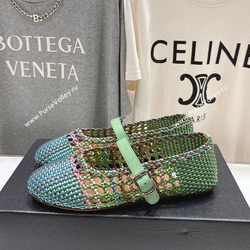 Alaia Woven Ballet Flats Green/Blue 2025 AL070902 (syt-250827087)