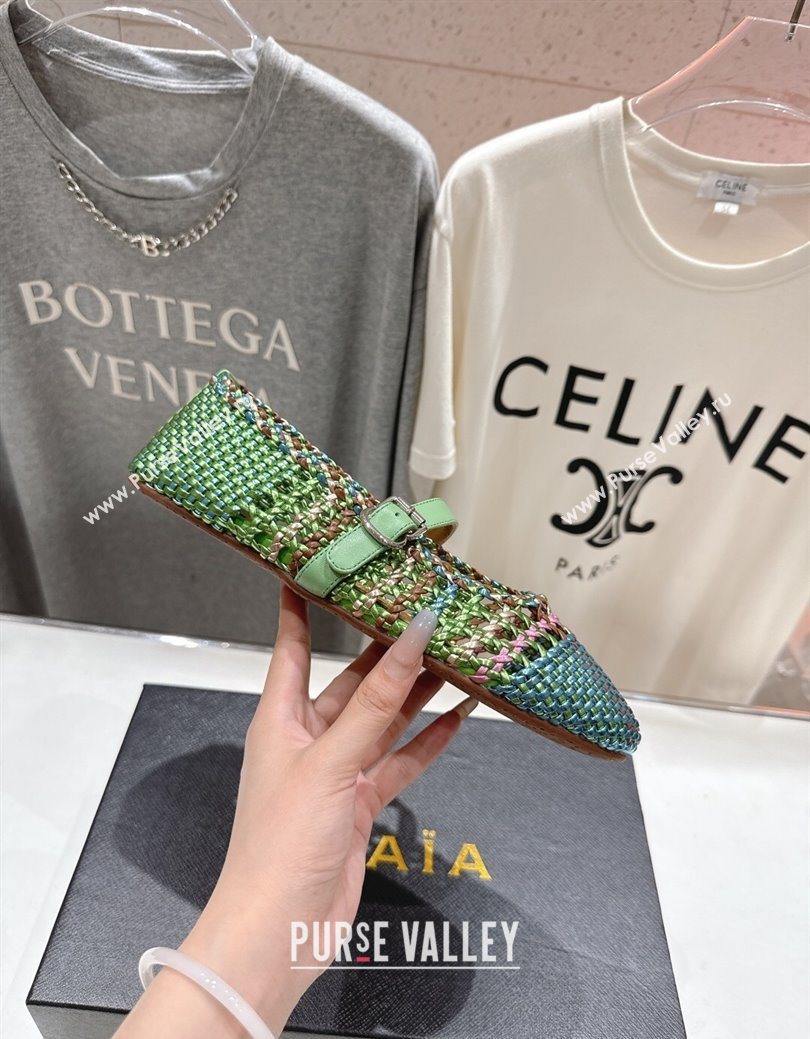 Alaia Woven Ballet Flats Green/Blue 2025 AL070902 (syt-250827087)