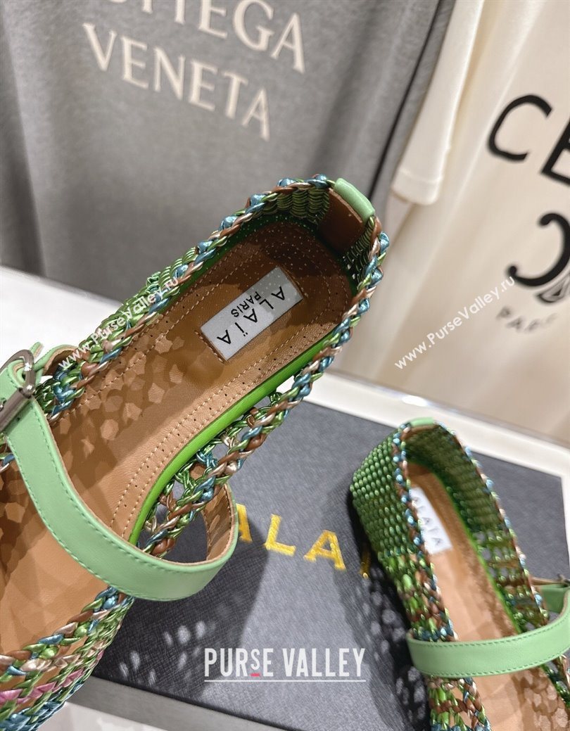 Alaia Woven Ballet Flats Green/Blue 2025 AL070902 (syt-250827087)