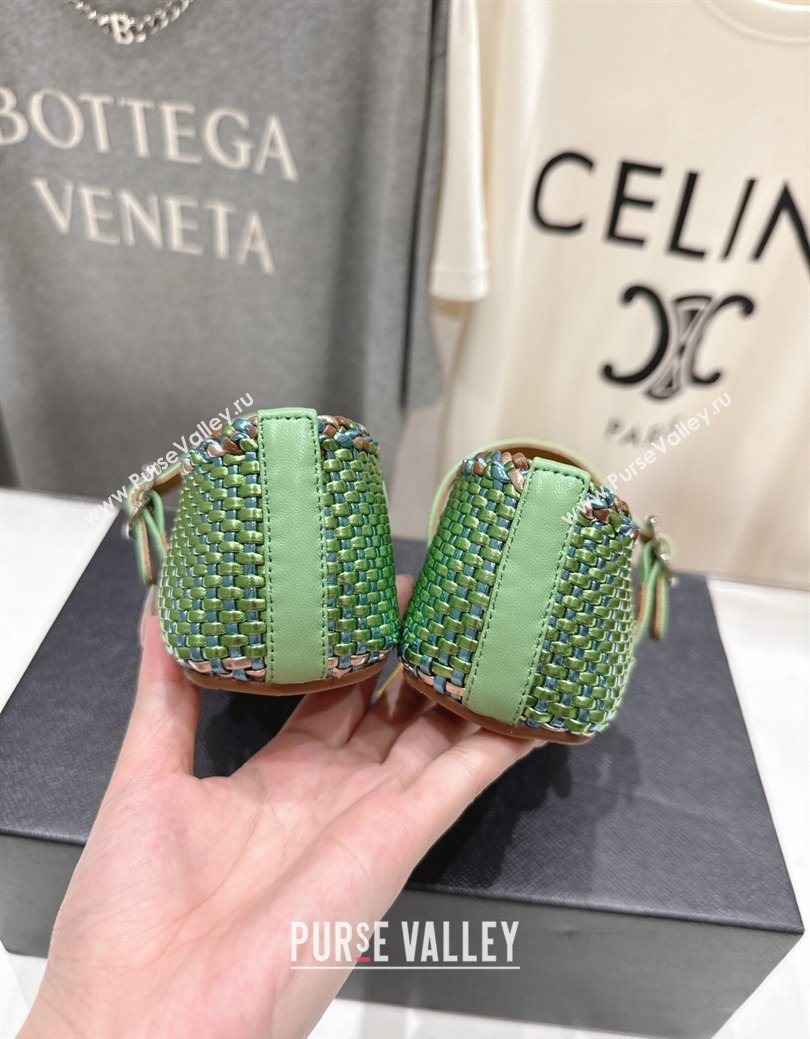 Alaia Woven Ballet Flats Green/Blue 2025 AL070902 (syt-250827087)