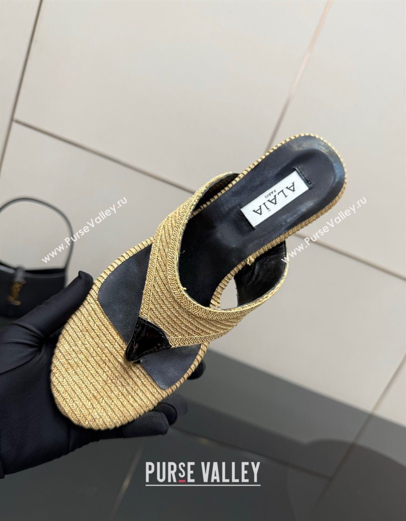 Alaia Heel Thong Slides Sandal 5.5cm in Woven Beige 2025 AL082701 (MD-250827079)