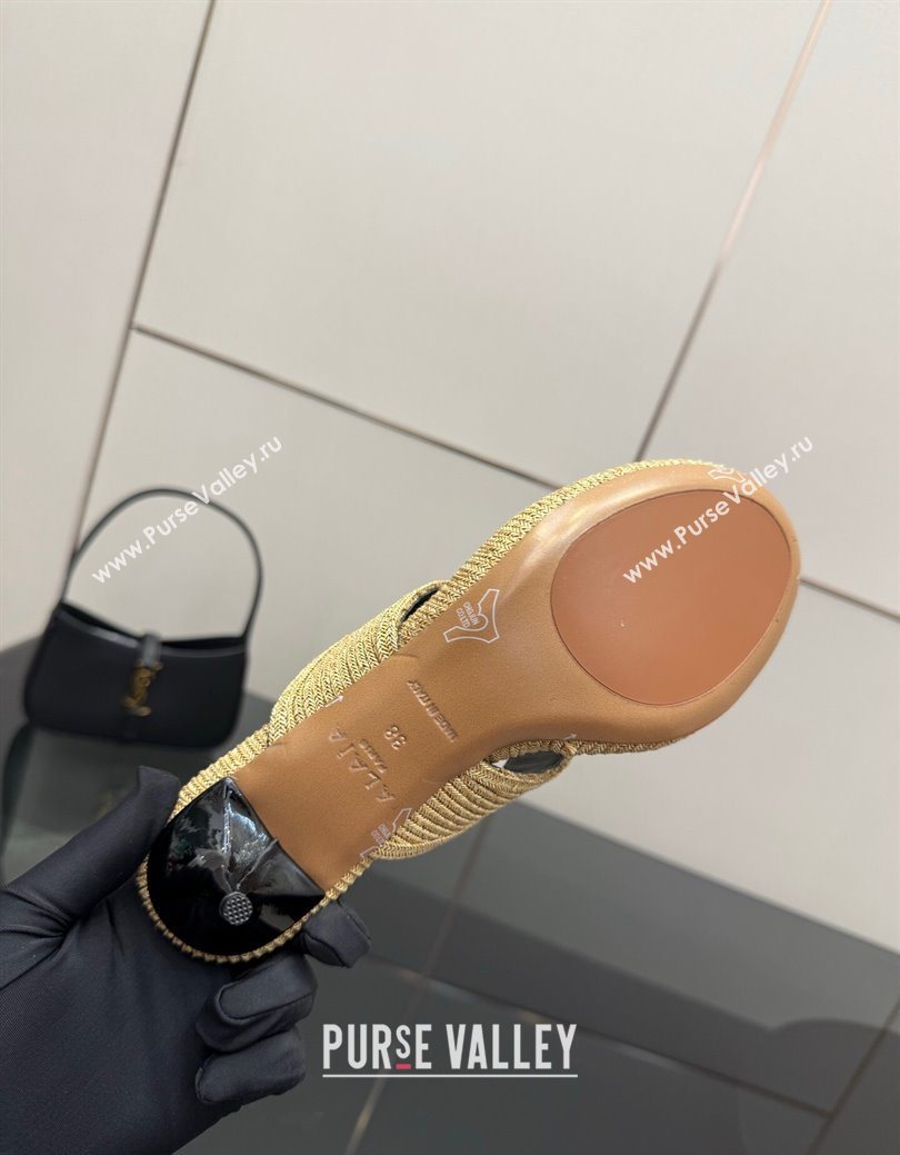 Alaia Heel Thong Slides Sandal 5.5cm in Woven Beige 2025 AL082701 (MD-250827079)