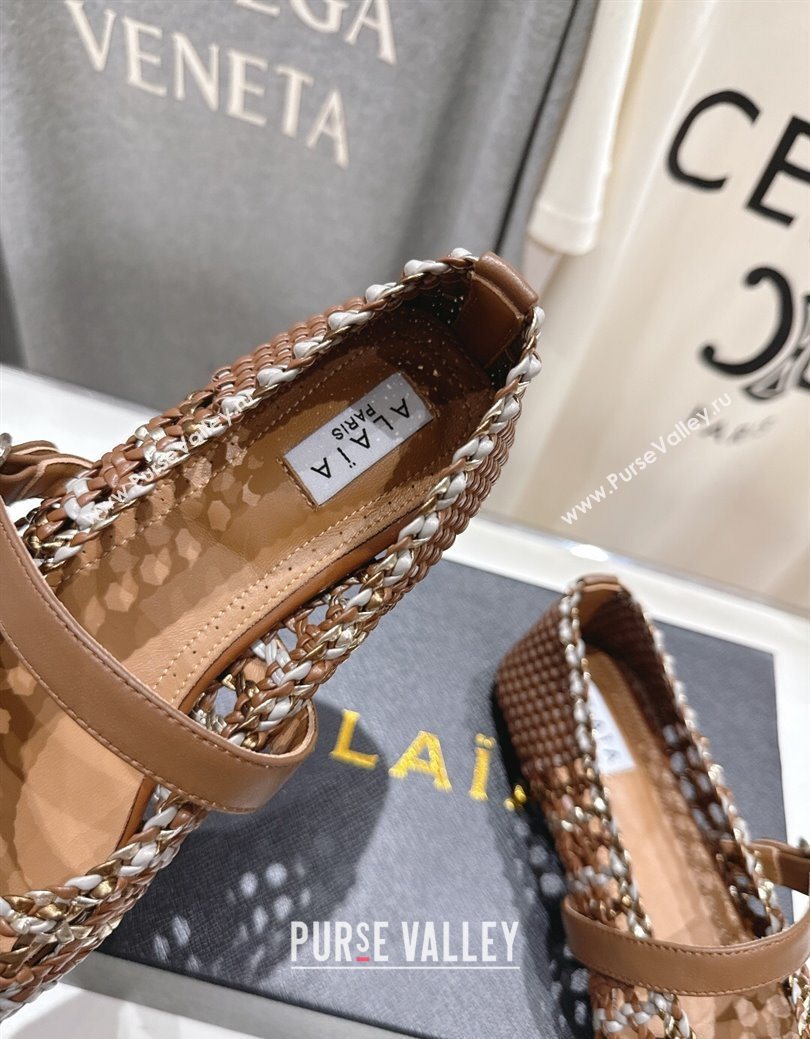 Alaia Woven Ballet Flats Grey/Brown 2025 AL070902 (syt-250827089)