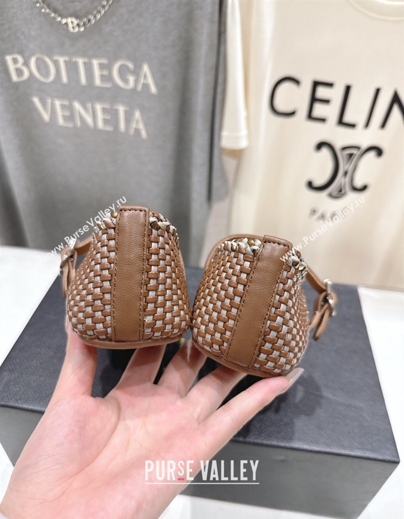 Alaia Woven Ballet Flats Grey/Brown 2025 AL070902 (syt-250827089)