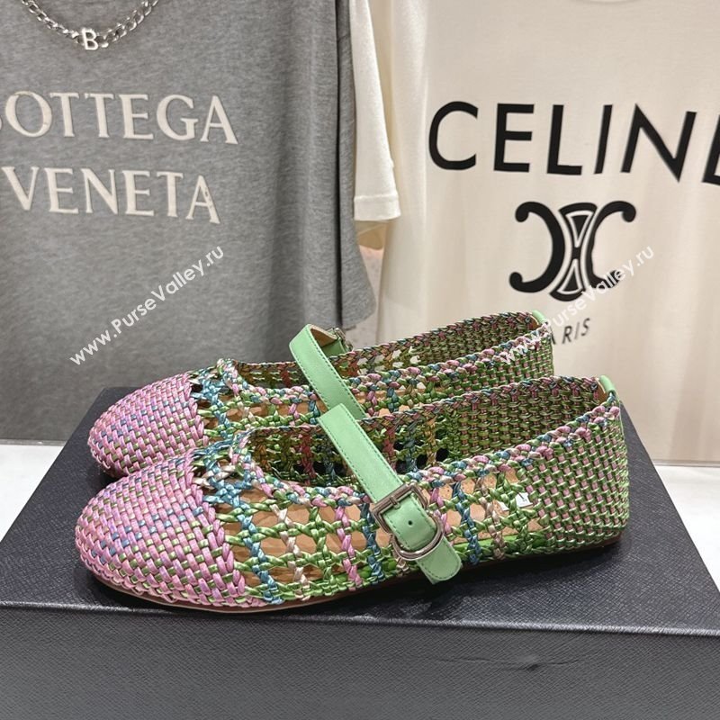 Alaia Woven Ballet Flats Green/Purple 2025 AL070902 (syt-250827091)