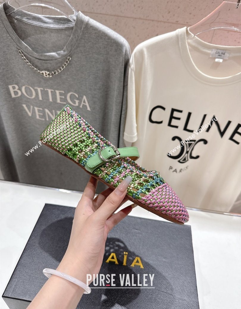 Alaia Woven Ballet Flats Green/Purple 2025 AL070902 (syt-250827091)