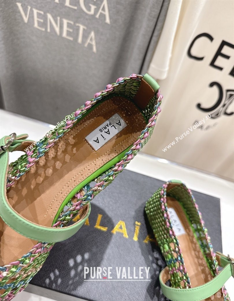 Alaia Woven Ballet Flats Green/Purple 2025 AL070902 (syt-250827091)
