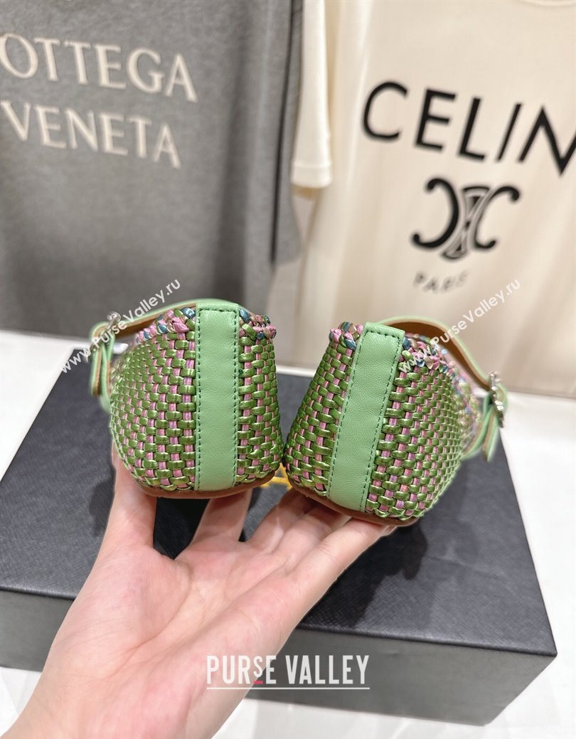 Alaia Woven Ballet Flats Green/Purple 2025 AL070902 (syt-250827091)