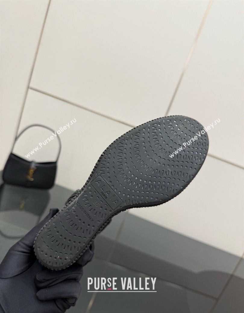 Alaia Wedge Sandals 11cm in Paper Straw Black 2025 AL082704 (MD-250827102)