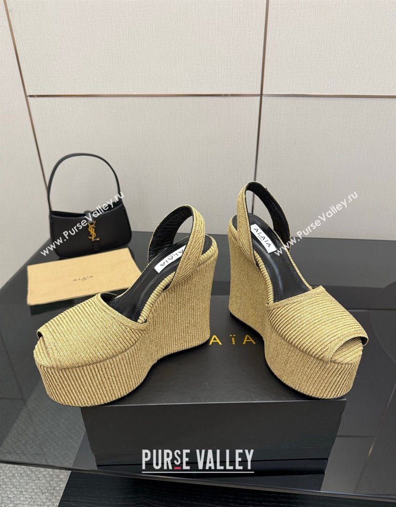 Alaia Wedge Sandals 11cm in Paper Straw Beige 2025 AL082704 (MD-250827103)