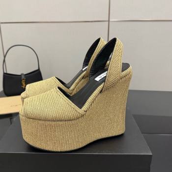 Alaia Wedge Sandals 11cm in Paper Straw Beige 2025 AL082704 (MD-250827103)