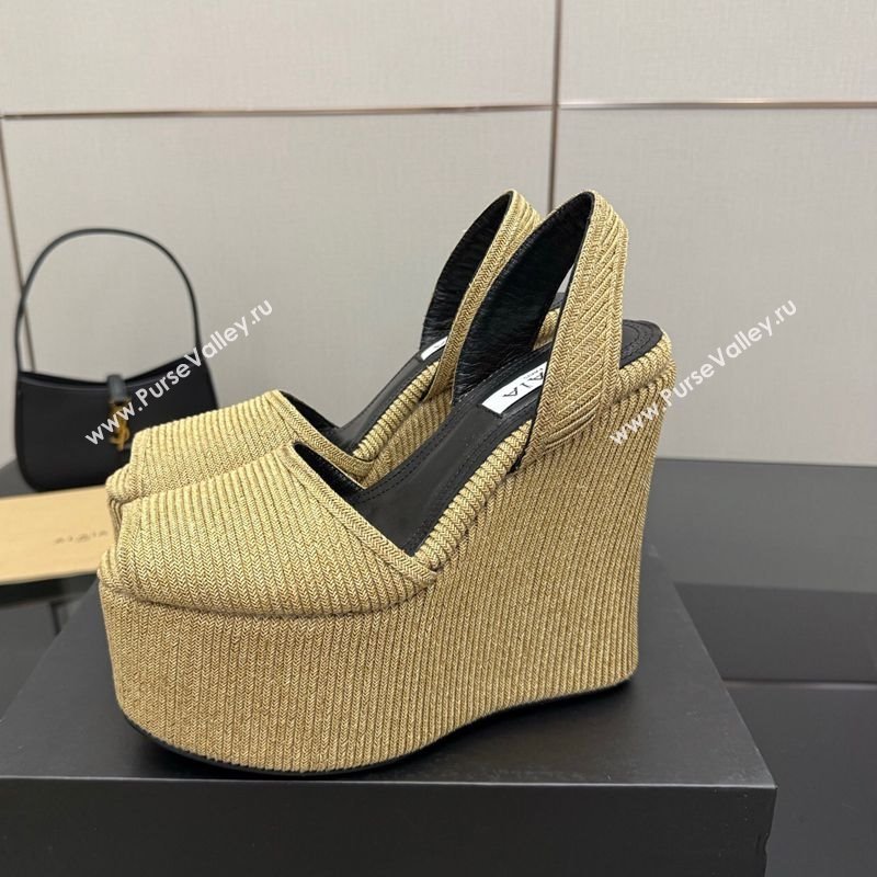 Alaia Wedge Sandals 11cm in Paper Straw Beige 2025 AL082704 (MD-250827103)