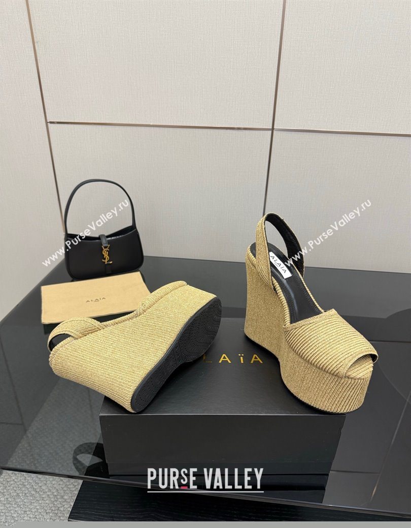 Alaia Wedge Sandals 11cm in Paper Straw Beige 2025 AL082704 (MD-250827103)