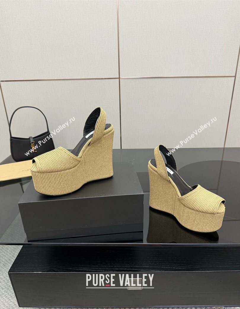 Alaia Wedge Sandals 11cm in Paper Straw Beige 2025 AL082704 (MD-250827103)