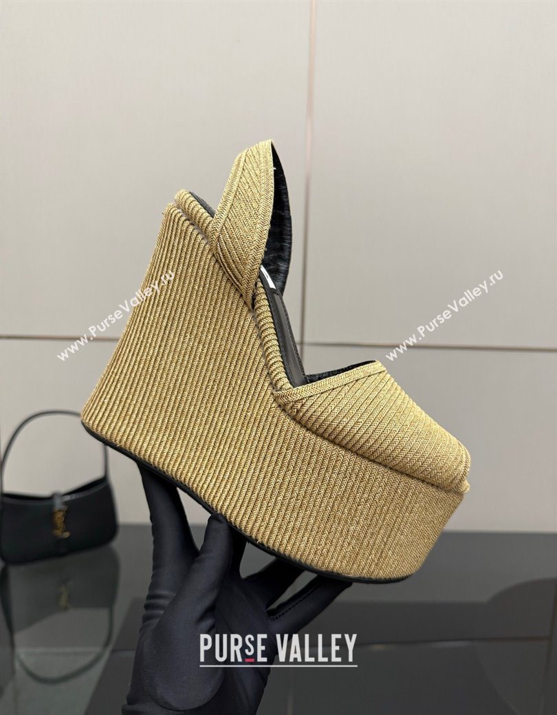 Alaia Wedge Sandals 11cm in Paper Straw Beige 2025 AL082704 (MD-250827103)